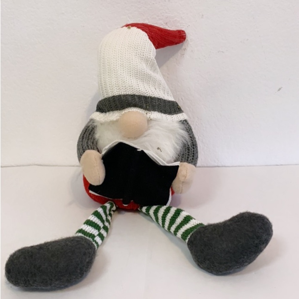 SANTA GNOME READING ON A SHELF CHRISTMAS DECOR